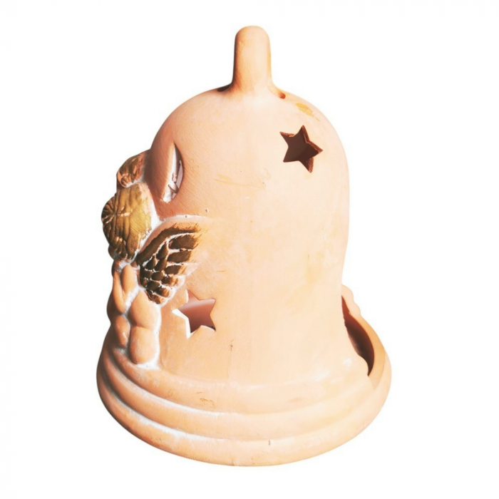 Teelichthalter „Engelsglocke“ aus Terrakotta matte Optik, Weihnachtsdeko