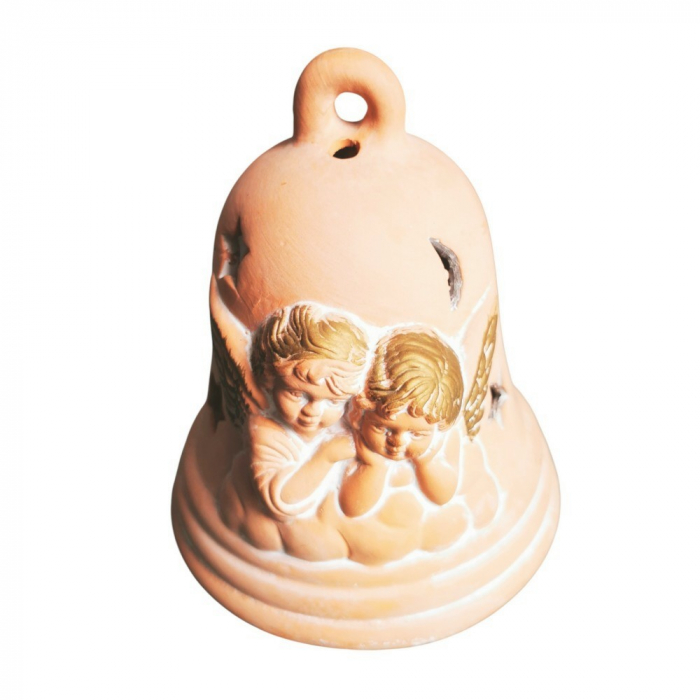 Teelichthalter „Engelsglocke“ aus Terrakotta matte Optik, Weihnachtsdeko