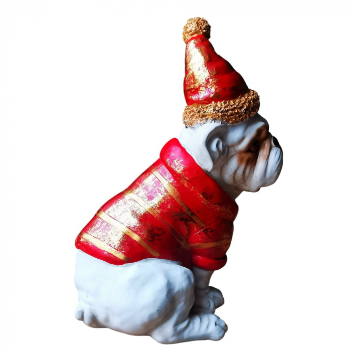 BULLDOGGE sitzend als Weihnachtsmann Weihnachtshund