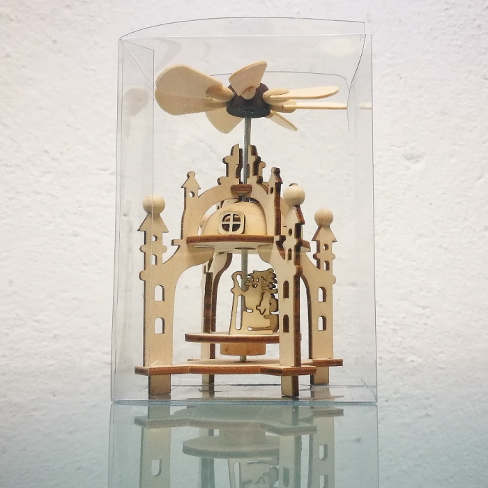 Preview: Mini WEIHNACHTSPYRAMIDE Weihnachtsdeko filigran aus Holz 12 cm