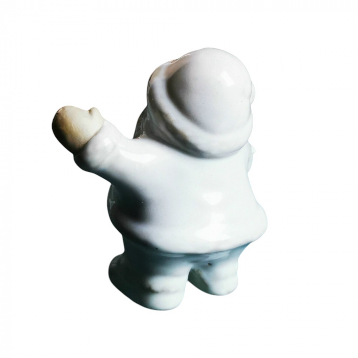 Weißer Weihnachtsmann stehend & winkend mit goldenem Stern