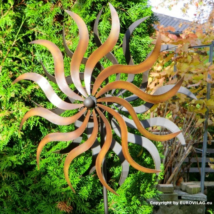JULIA großes METALL Windrad Windspiel Gartenstecker Höhe 185 cm Ø 57 cm