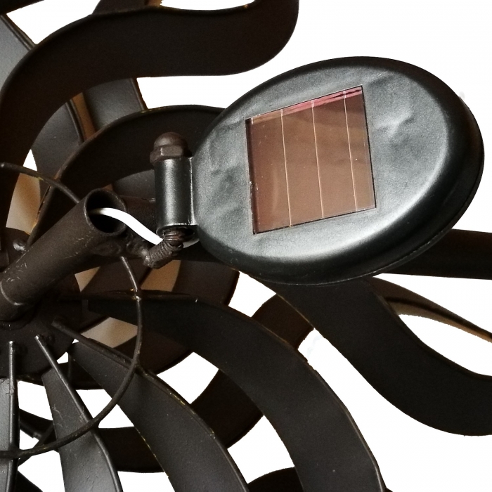 JESSICA COLOR großes Windrad Windspiel Metall 187 cm Ø 53 cm inkl. Solar Leuchtkugel
