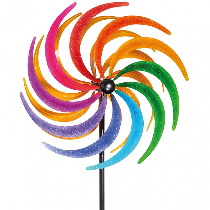 REGENBOGEN Color groß Windrad Windspiel Metall 195 cm Ø 60 cm