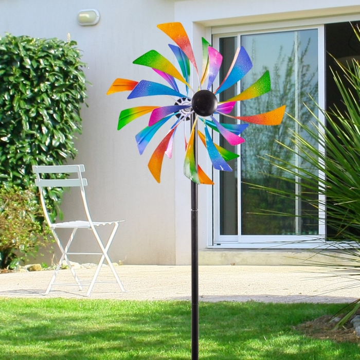 Preview: COLOR PADDEL Windrad Windspiel Metall 123 cm Ø 34 cm