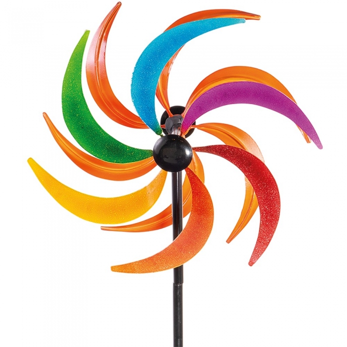 REGENBOGEN Color Basic Windrad Windspiel Metall 120 cm Ø 34 cm