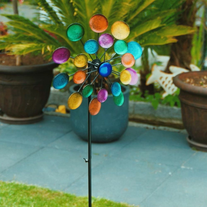 GALAXIS COLOR Doppelwindrad Windrad Windspiel Metall 122 cm Ø 36 cm
