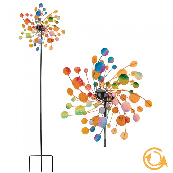 MEGA COLOR KONFETTI Windrad Windspiel Metall 175 cm Ø 48 cm