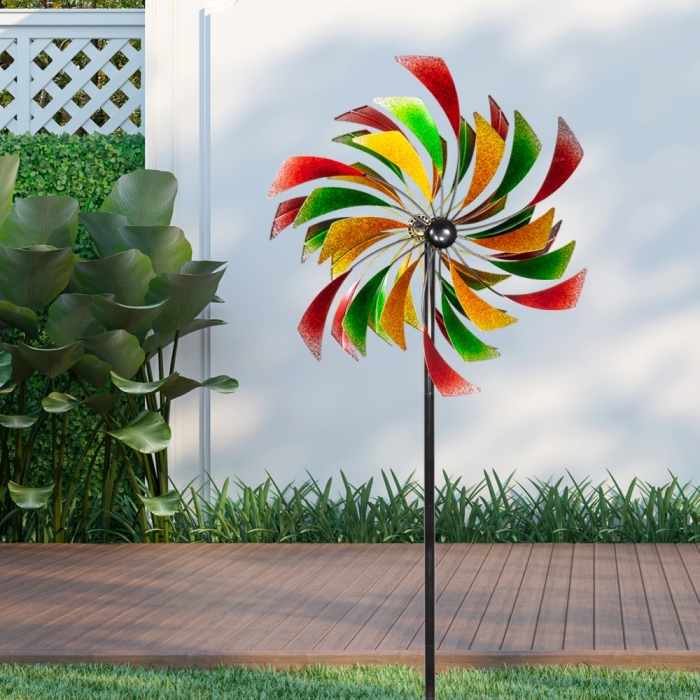 PAD großes XL Windrad Windspiel Blume Metall 195 cm Ø 60 cm