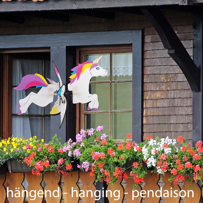 Windspiel Windrad EINHORN Unicorn Gartendeko 2in1 zum stehen & hängen