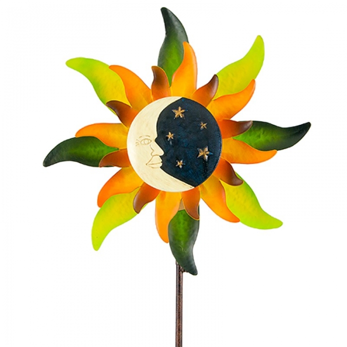 SONNE MOND STERNE großes Windrad Windspiel Metall 160 cm Ø 50 cm