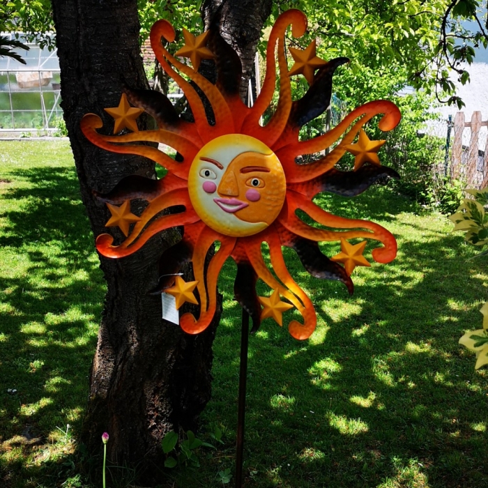 SONNE HERBST großes Windrad Windspiel Metall 160 cm Ø 55 cm