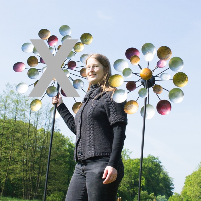 MEGA COLOR POINT Windrad Windspiel Metall 178 cm Ø 48 cm / 31 cm