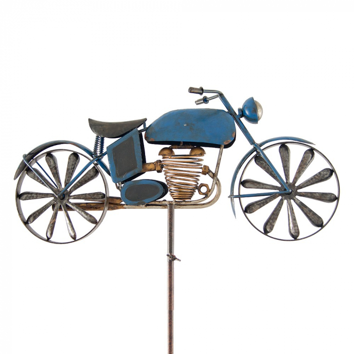 MOTORRAD für FREAKS Windrad Windspiel Blau Metall 160 cm