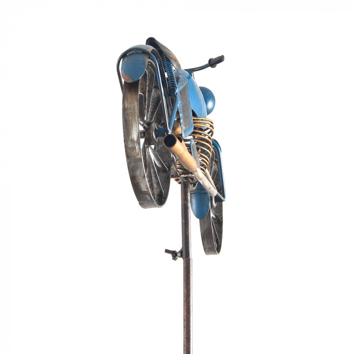 MOTORRAD für FREAKS Windrad Windspiel Blau Metall 160 cm