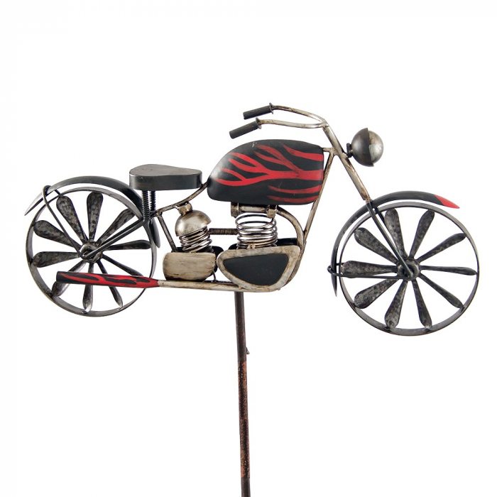 MOTORRAD für FREAKS Windrad Windspiel Schwarz Rot Metall 160 cm