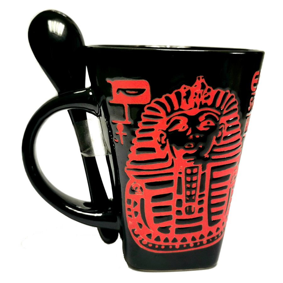 EUROVILAG Kaffeetasse Tasse EGYPT Ägypten Keramik mit Löffel