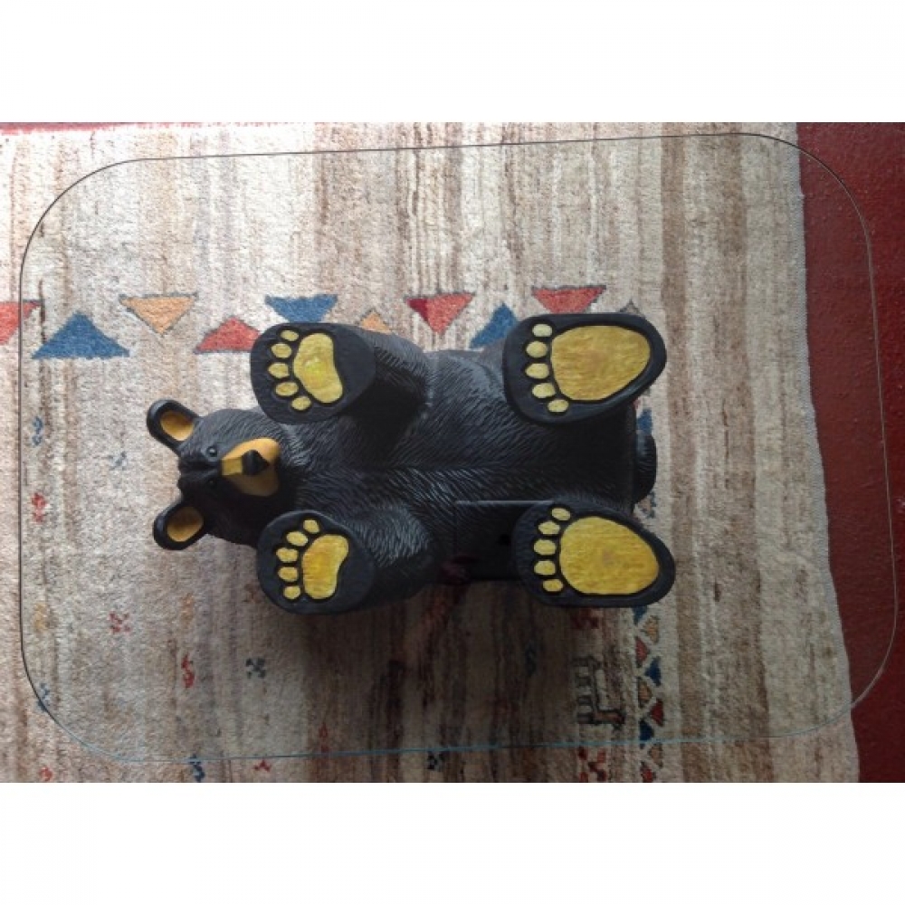 BIG SKY CARVERS® Couchtisch BÄR BENNY DESIGN Glastisch 100x70 cm