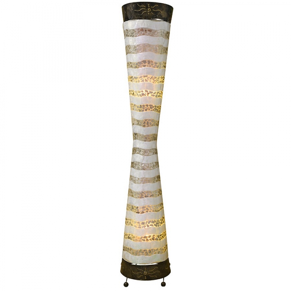 XENIA SONNE rund taillierte Stehlampe Lichtsäule 150 cm Bali Lampe handgefertigt