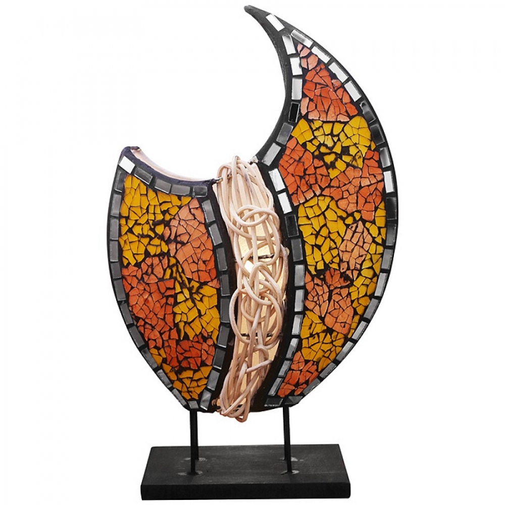 COLOR MAGIC ASIA Tischlampe orange BALI LAMPE handgefertigt 30 cm