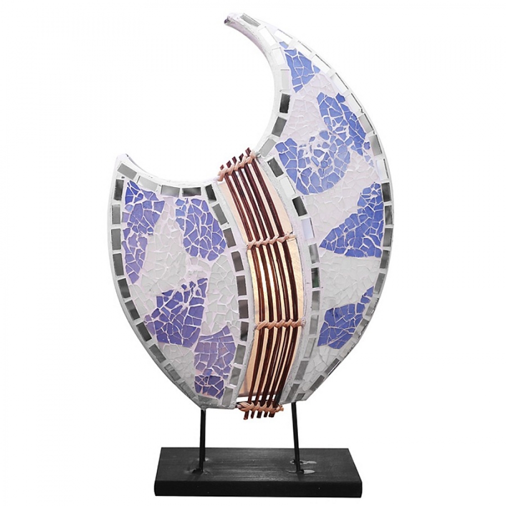COLOR MAGIC ASIA Tischlampe blau weiß BALI LAMPE handgefertigt 30 cm