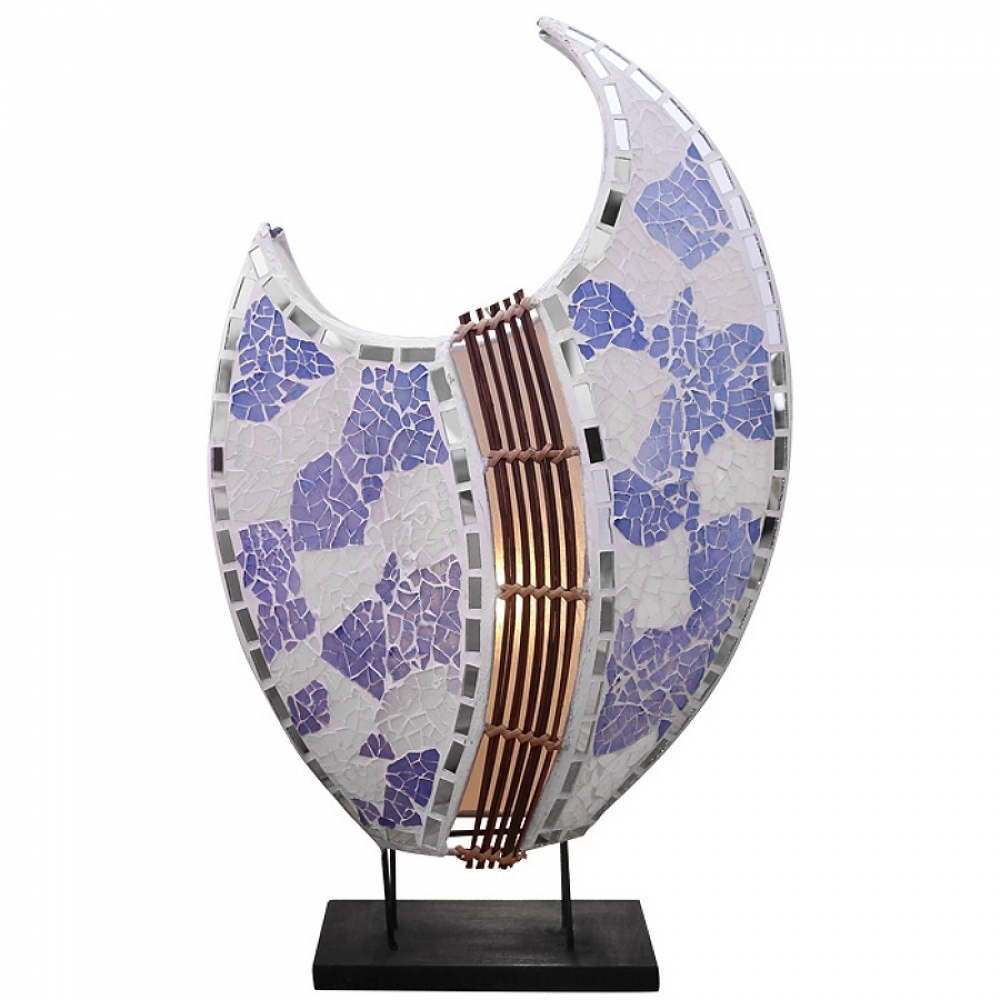 COLOR MAGIC ASIA Tischlampe blau weiß BALI LAMPE handgefertigt 40 cm