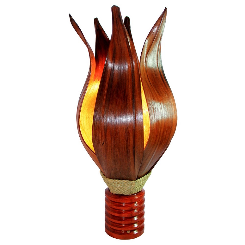 LOTUS Stehlampe BALI LAMPE handgefertigt H=60cm Ø27cm mit Cocosbaum Blätter