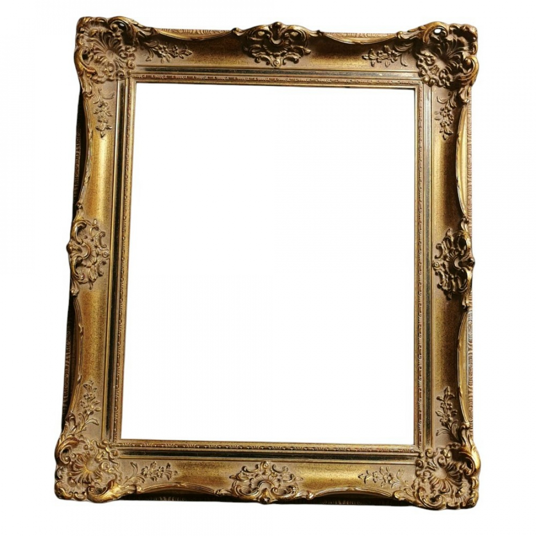 Luxuriöser Holz-Bilderrahmen Antik-Stil Goldfarben, Barocke Wanddeko 64,5 × 54,5 cm 90erJahre