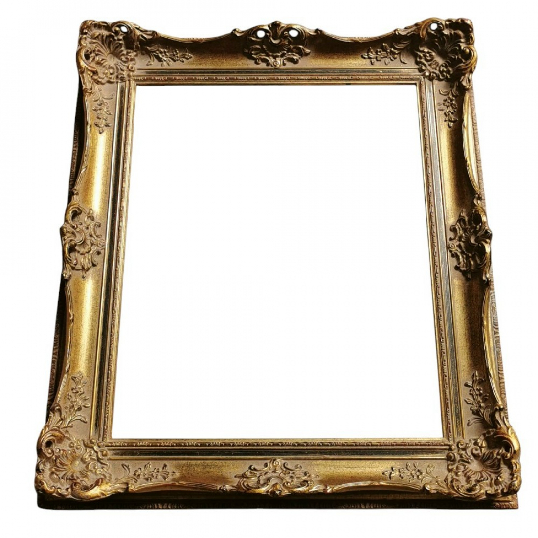 Luxuriöser Holz-Bilderrahmen Antik-Stil Goldfarben, Barocke Wanddeko 64,5 × 54,5 cm 90erJahre