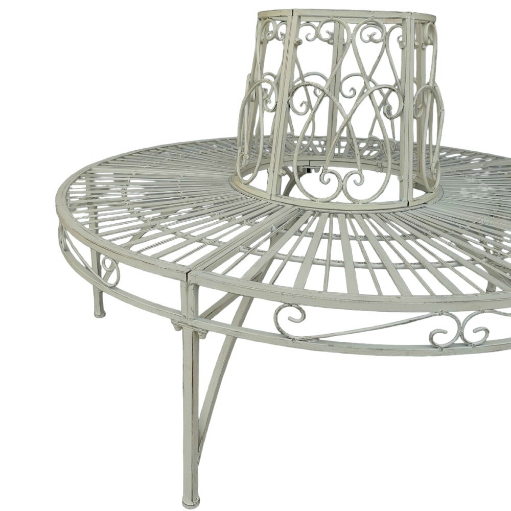 Baumbank CONTESSA Antik Look WEISS Eisen Parkbank Gartenbank