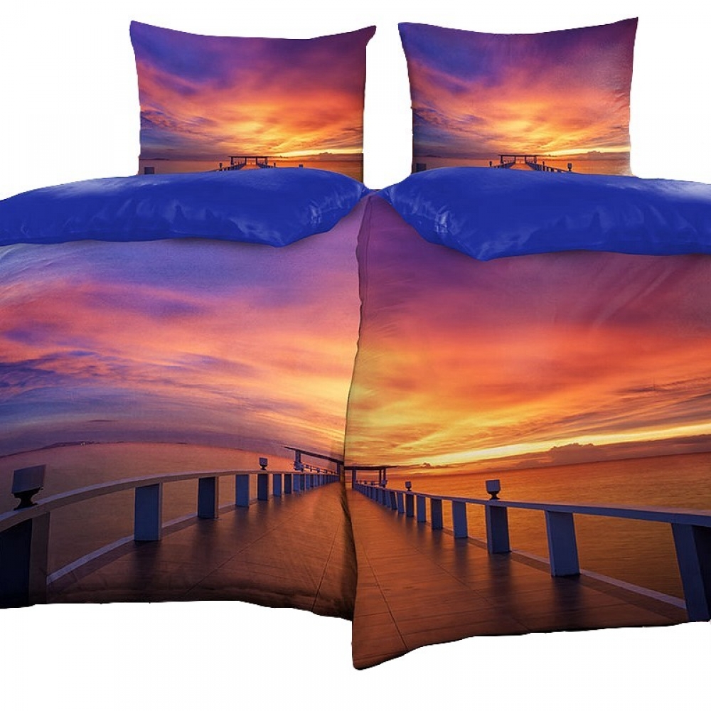 2x Garnituren Set TROPICAL ISLAND Bettwäsche Wendebettwäsche Mikrofaser 135x200 cm