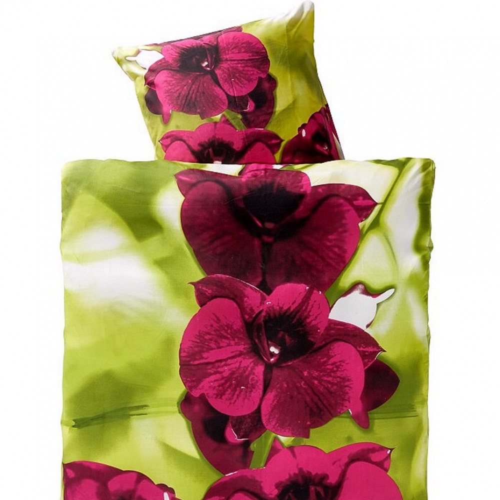 ORCHIDEEN BLUMEN lila grün Bettwäsche Mikrofaser 135x200 cm
