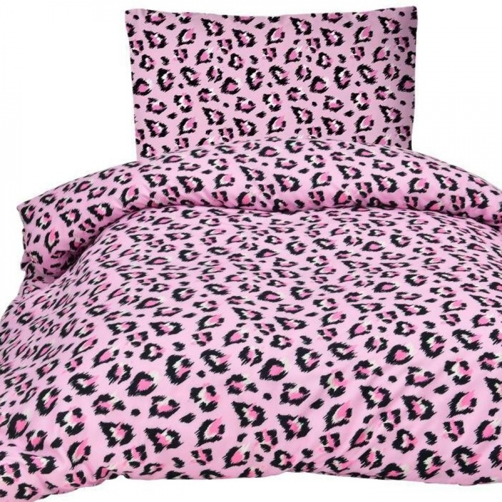 FELLMUSTER Leopard PINK Bettwäsche Mikrofaser 135 x 200 cm