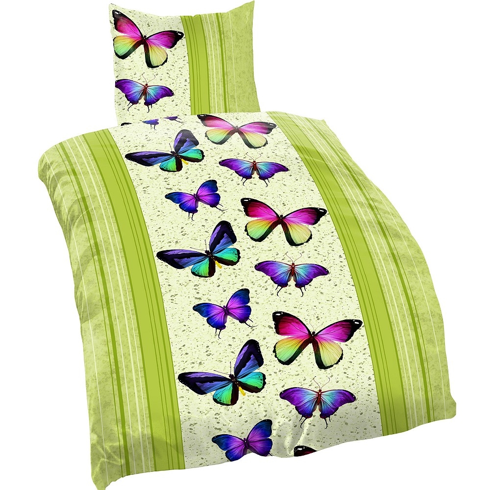 SCHMETTERLINGE BUTTERFLIES GRÜN Bettwäsche Mikrofaser 135x200 cm