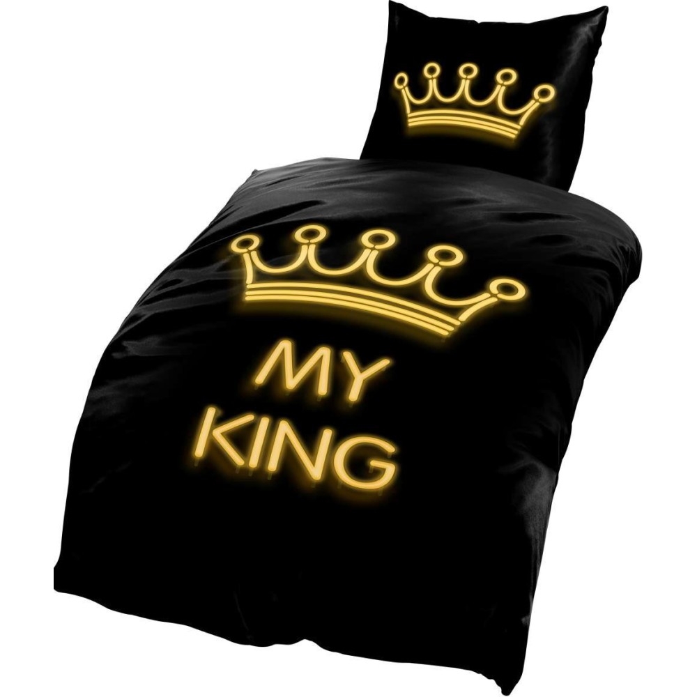 KÖNIG KING schwarz gold Wendebettwäsche Bettwäsche Mikrofaser 135x200 cm