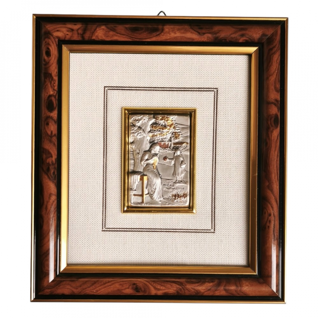 Gerahmtes MIDA Silberrelief aus 925 Sterling Silber 3D-Flachrelief