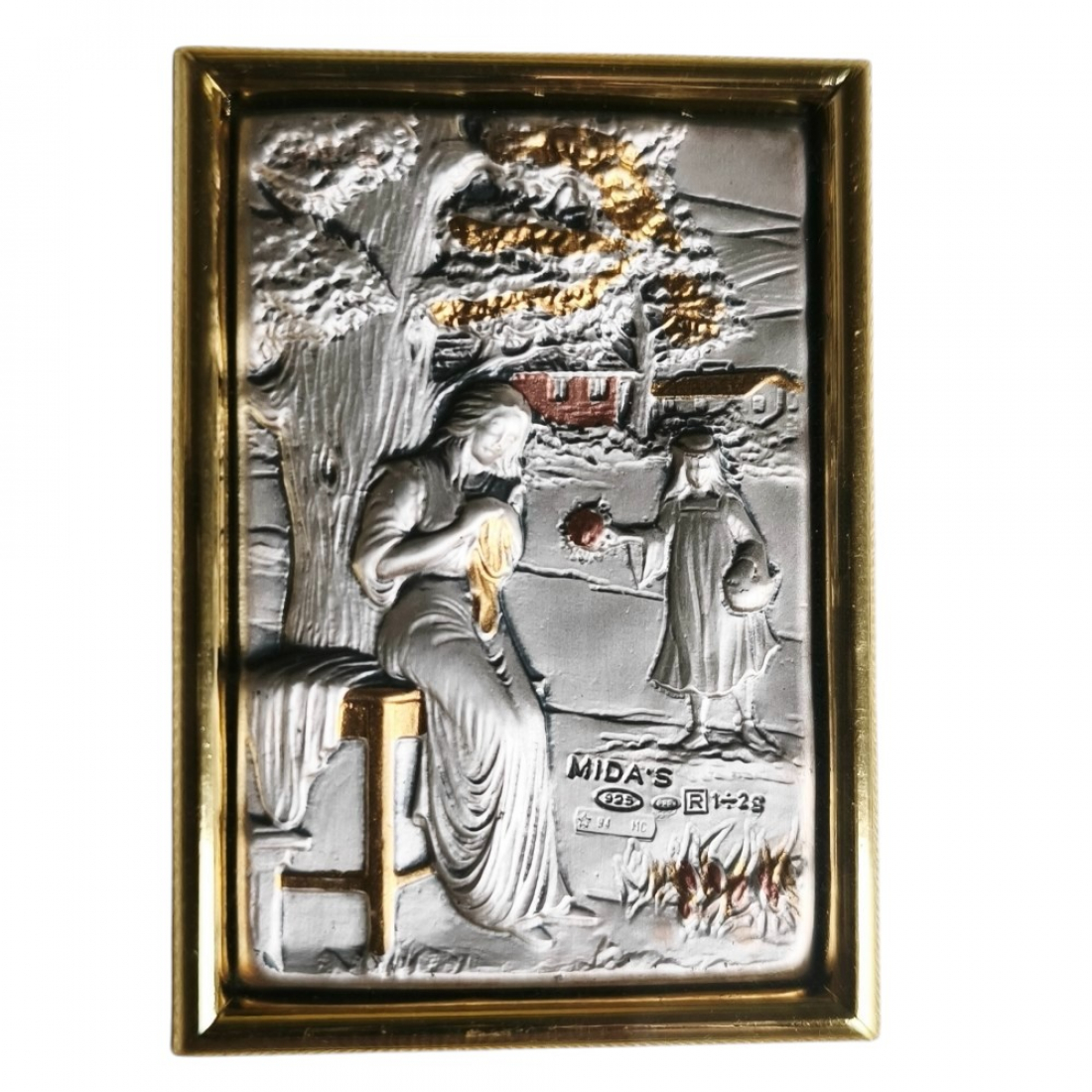 Gerahmtes MIDA Silberrelief aus 925 Sterling Silber 3D-Flachrelief