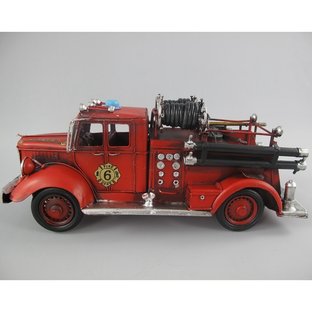 FEUERWEHR USA Feuerwehrauto 50er Jahre rot Blechauto Blech Modellauto