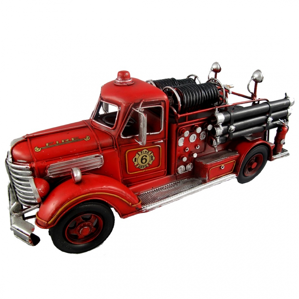 FEUERWEHRWAGEN US Feuerwehrauto 50er Jahre rot Blechauto Blech Modellauto