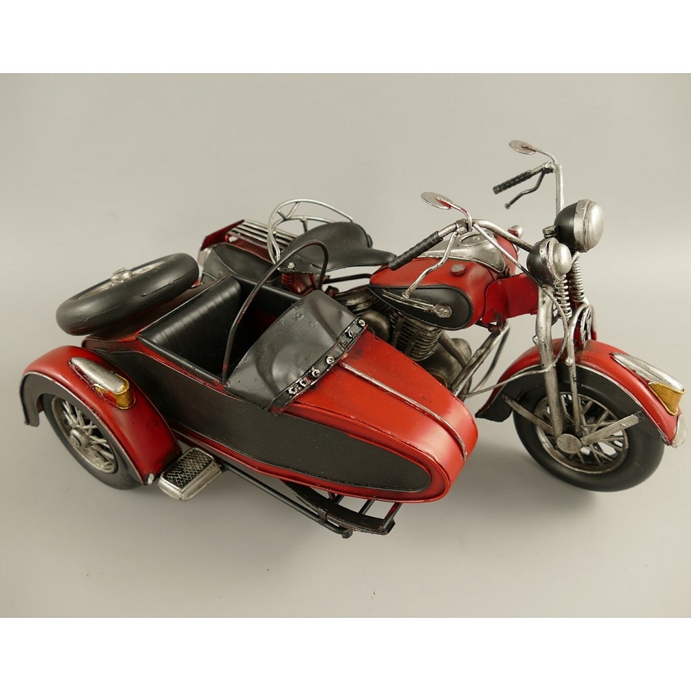 MOTORRAD mit Beiwagen rot 50er 60er Jahre Motorradgespann Blechmodell