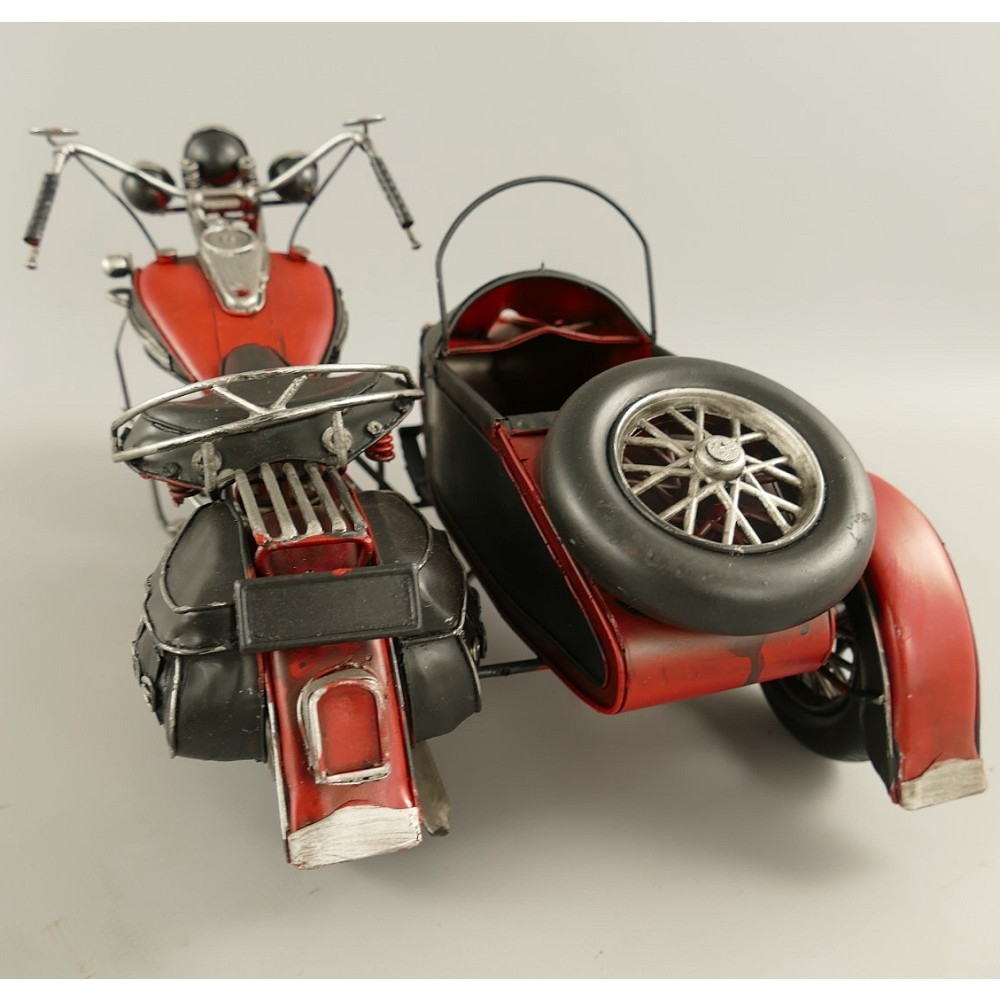 MOTORRAD mit Beiwagen rot 50er 60er Jahre Motorradgespann Blechmodell