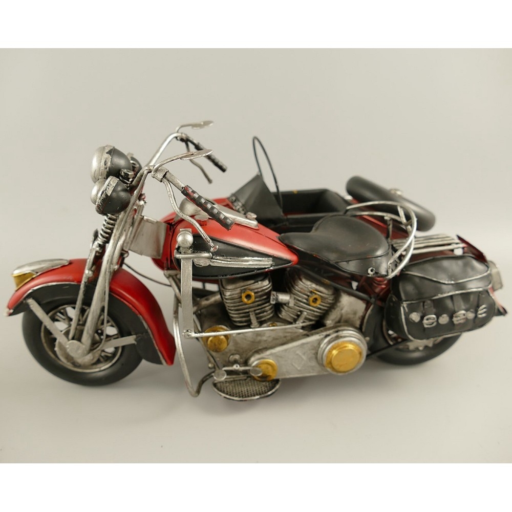 MOTORRAD mit Beiwagen rot 50er 60er Jahre Motorradgespann Blechmodell