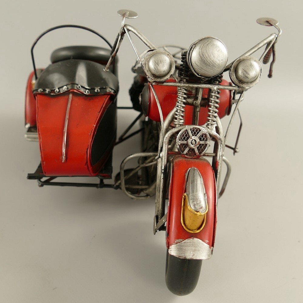 MOTORRAD mit Beiwagen rot 50er 60er Jahre Motorradgespann Blechmodell
