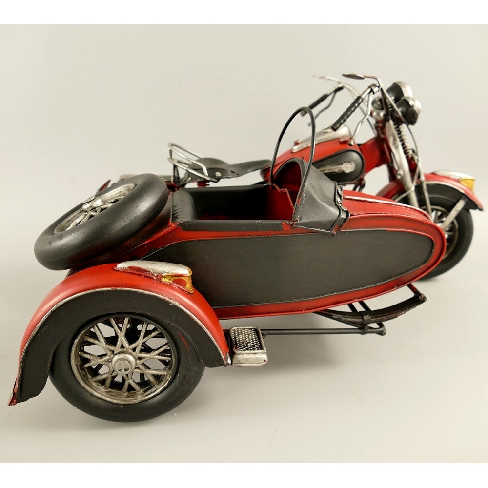 MOTORRAD mit Beiwagen rot 50er 60er Jahre Motorradgespann Blechmodell