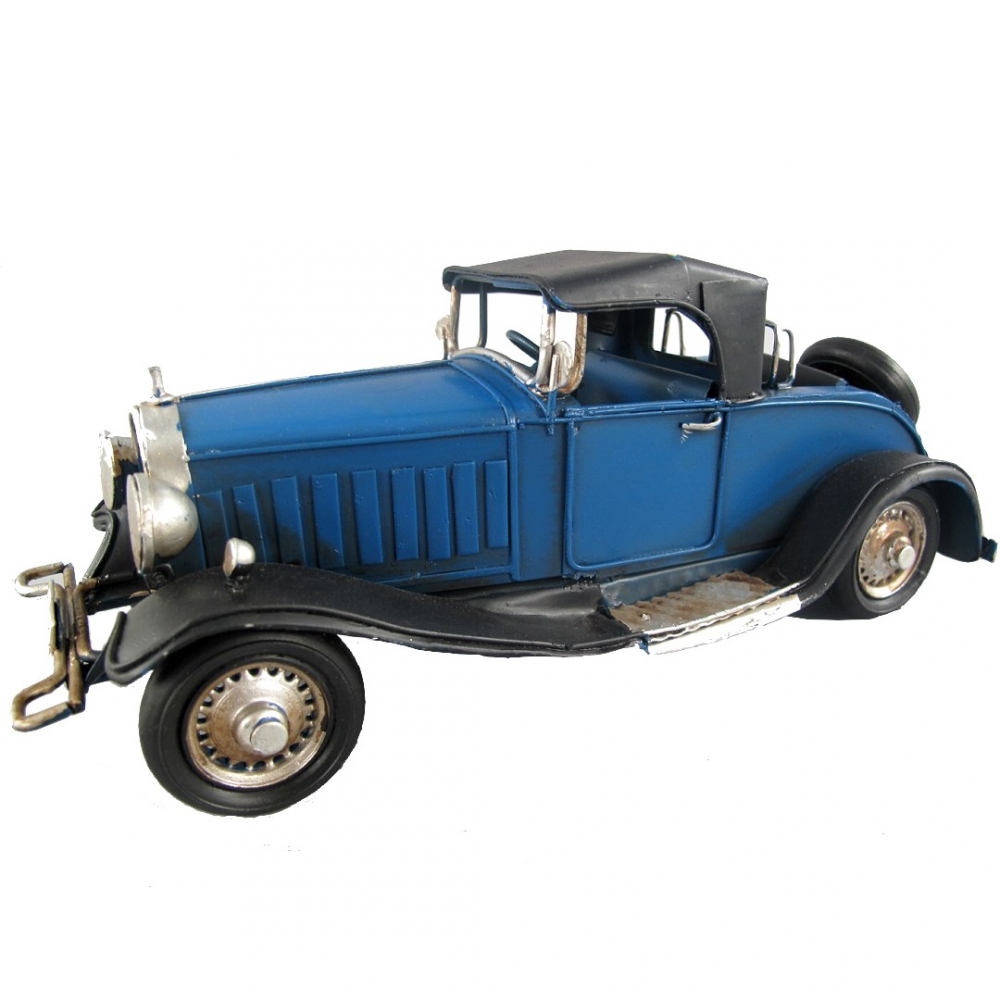 US OLDTIMER blau mit schwarzem Verdeck Nostalgie Blechauto Blech Modellauto