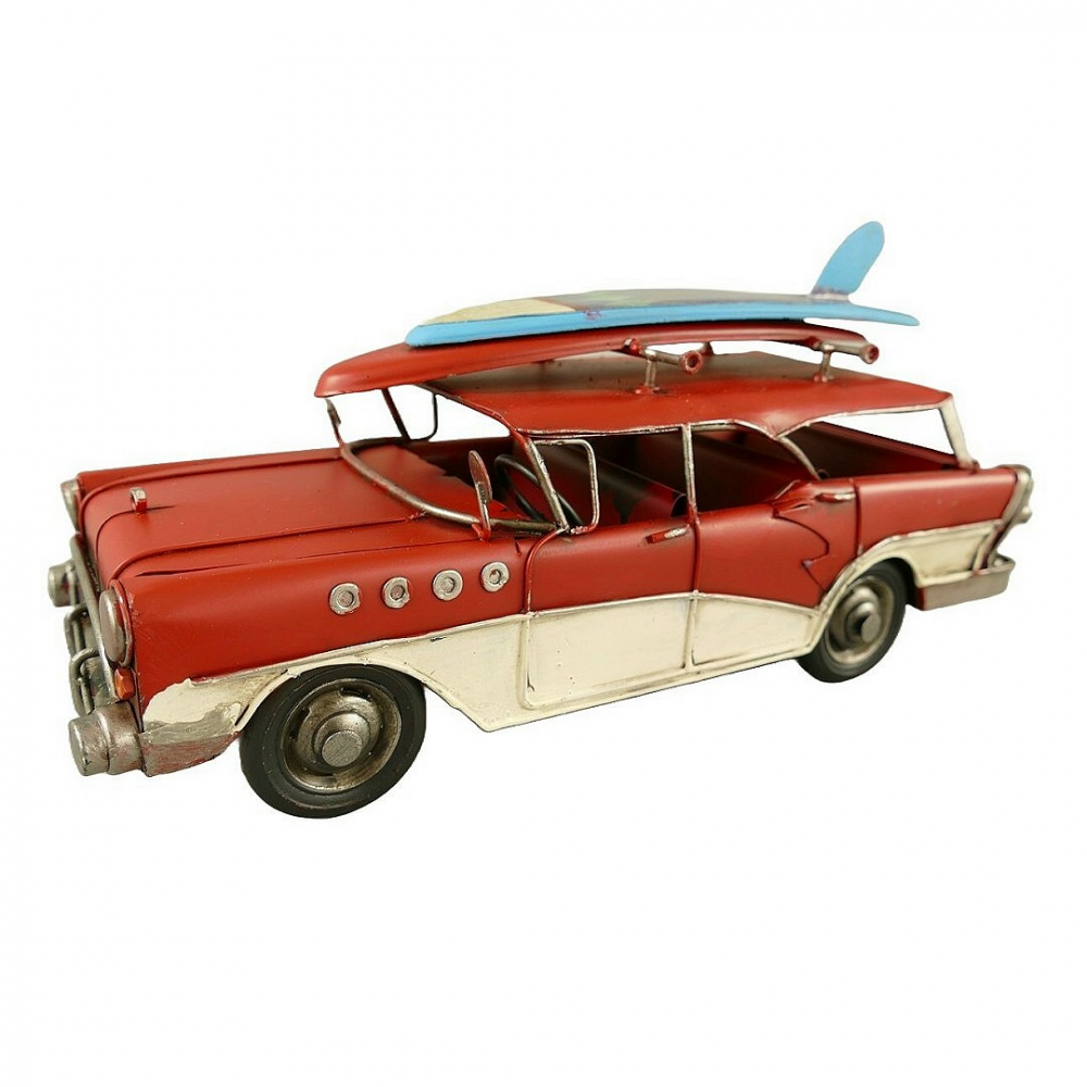 US Straßenkreuzer STATION CAR mit Surfbrett Blechauto Blech Modellauto