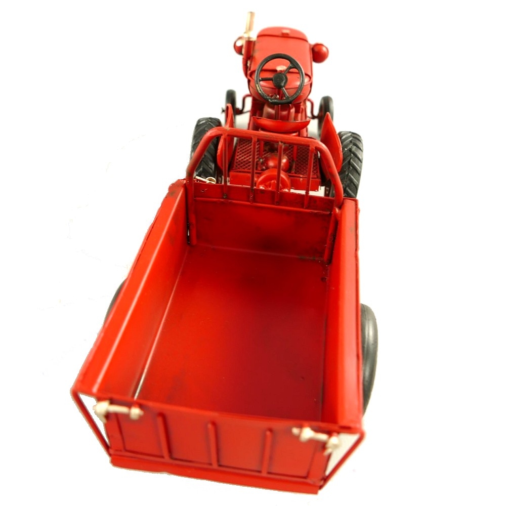 TRAKTOR TREKKER ROT mit Anhänger Blechauto Blech Modellauto