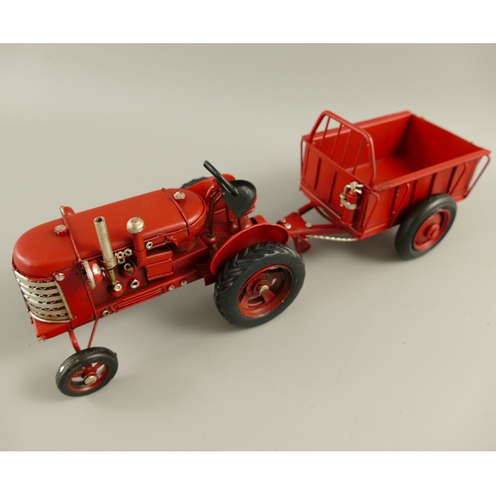 TRAKTOR TREKKER ROT mit Anhänger Blechauto Blech Modellauto