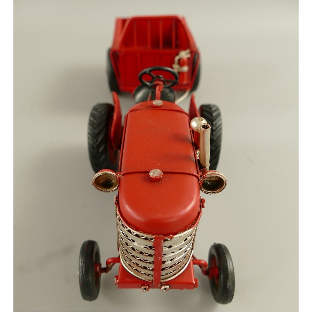 TRAKTOR TREKKER ROT mit Anhänger Blechauto Blech Modellauto