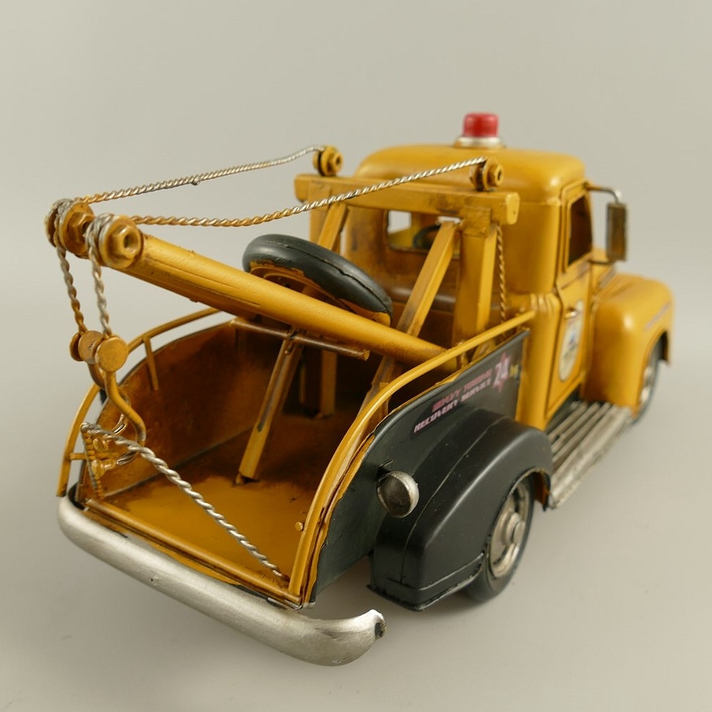 US Abschleppwagen gelb TAKELWAGEN Oldtimer Blechauto Blech Modellauto 35 cm